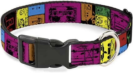 Buckle-Down Cat Collar Breakaway Tapes Multi Neon 9 to 15 Inches 0.5 Inch Wide