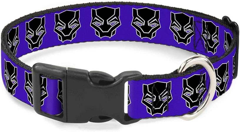 Buckle-Down Cat Collar Breakaway Black Panther 2018 Icon Purple White Black 9 to 15 Inches 0.5 Inch Wide