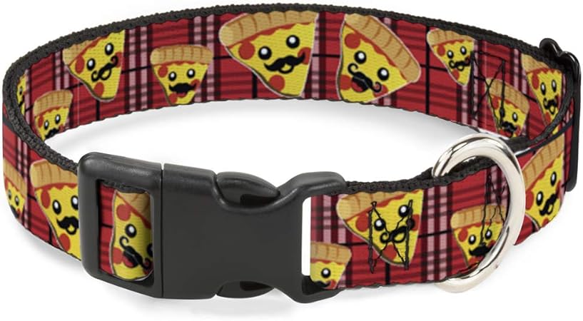 Buckle-Down Cat Collar Breakaway Pizza Man Plaid Red 6 to 9 Inches 0.5 Inch Wide