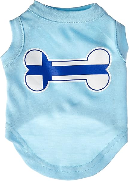 Mirage Pet Products Bone Shaped Finland Flag Screen Print Shirts Baby Blue S (10)