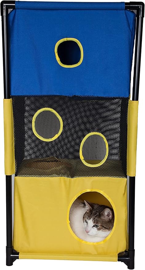 Pet Life ® Kitty-Square Obstacle Soft Folding Sturdy Play-Active Travel Collapsible Travel Pet Cat House Furniture