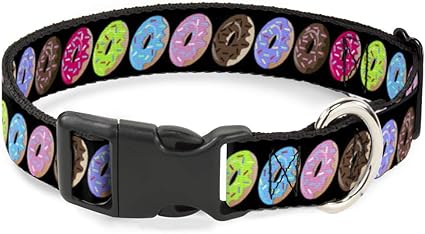 Cat Collar Breakaway Sprinkle Donuts Black Multi Color 9 to 15 Inches 0.5 Inch Wide