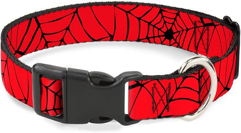 Buckle-Down Cat Collar Breakaway Spiderweb Red Black 9 to 15 Inches 0.5 Inch Wide