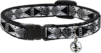 Cat Collar Breakaway Tribal1 Black White 8 to 12 Inches 0.5 Inch Wide