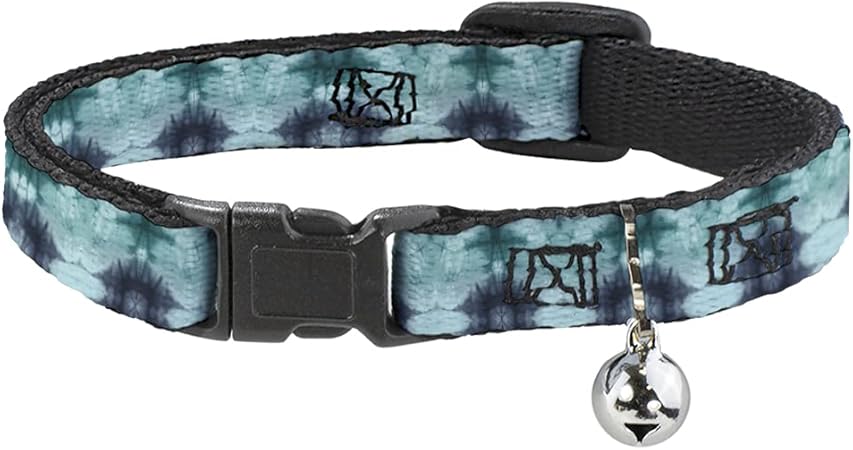 Buckle-Down Cat Collar Breakaway Tie Dye Reflection Turquoise Blues 8 to 12 Inches 0.5 Inch Wide