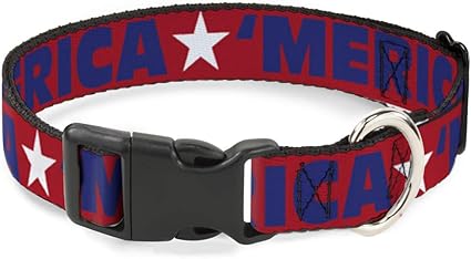 Buckle-Down Cat Collar Breakaway Merica Star Red Blue White 6 to 9 Inches 0.5 Inch Wide