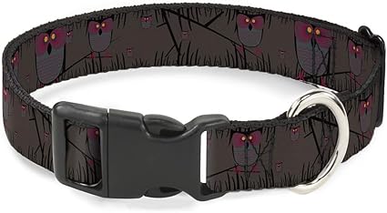 Buckle-Down Cat Collar Breakaway Owls in Trees Purple 6 to 9 Inches 0.5 Inch Wide