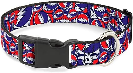 Buckle-Down Cat Collar Breakaway Steal Your Face Stacked Red White Blue 6 to 9 Inches 0.5 Inch Wide