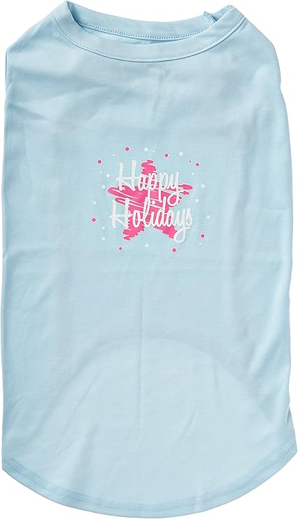 Mirage Pet Products 20-Inch Scribble Happy Holidays Screenprint Shirts for Pets, 3X-Large, Baby Blue