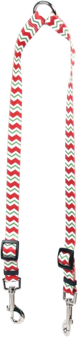 Yellow Dog Design Peppermint Stick Chevron Stripes Coupler Dog Leash, Small-3/8 Wide and 9 to 12