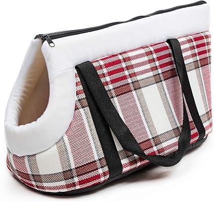 Hadley Rounded Pet Bag in White-Red