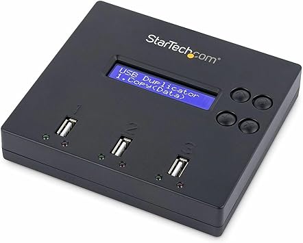 StarTech.com Standalone 1 to 2 USB Flash Drive Duplicator / Cloner / Eraser, Multiple USB Thumb Drive Copier / Sanitizer, System File / Sector-by-Sector Copy, 1.5 GB/min, 3-Pass Erase, LCD (USBDUP12)