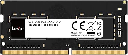 Lexar 32GB Single DDR4 SODIMM RAM 3200MT/s CL22 260-Pin Laptop Memory, Black (LD4AS032G-B3200GSST)