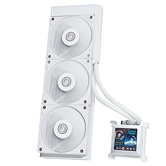 Lian Li Hydroshift 360 AIO - Pre-installed 3 x 28MM Fans - Side-Mounted Coolant Pathway - 2.88” LCD Screen - 480 × 480 Resolution - Captured Screenshots or Recorded Videos - White (HSLCD36SW)