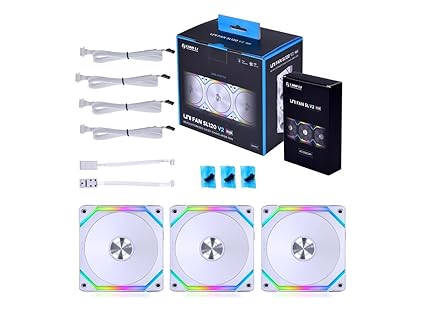 Lian Li UNI Fan SL V2 RGB Revolutionized Daisy-Chain ARGB Fan 120mm Triple Pack White SL120V2-3W