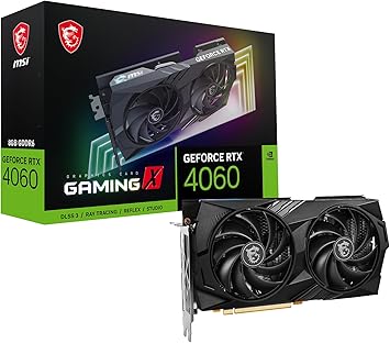 MSI Gaming GeForce RTX 4060 8GB GDRR6 Extreme Clock: 2610 MHz 128-Bit HDMI/DP Nvlink TORX Fan 4.0 Ada Lovelace Architecture Graphics Card (RTX 4060 Gaming X 8G)