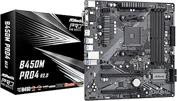 ASROCK B450M PRO4 R2.0 Socket AM4/ AMD B450/ DDR4/ SATA3&USB3.2/ M.2/ Micro ATX Motherboard