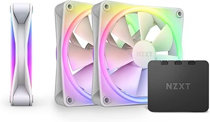 NZXT F120 RGB Duo Triple Pack - 3 x 120mm Dual-Sided RGB Fans with RGB Controller – 20 Individually Addressable LEDs – Balanced Airflow and Static Pressure – Fluid Dynamic Bearing – PWM – White