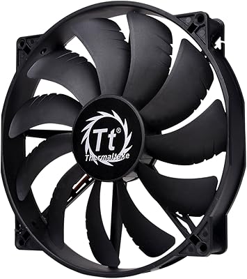 Thermaltake 200mm Pure 20 Series Black 200x30mm Thick Quiet High Airflow Case Fan with Anti-Vibration Mounting System Cooling CL-F015-PL20BL-A