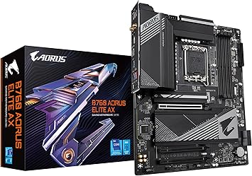 GIGABYTE B760 AORUS Elite AX (LGA 1700/ Intel/ B760/ ATX/ DDR5/ Triple M.2/ PCIe 4.0/ USB 3.2 Gen2X2 Type-C/WiFi 6E/ 2.5GbE LAN/Q-Flash Plus/PCIe EZ-Latch/Gaming Motherboard)