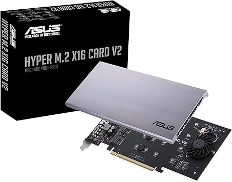 ASUS Hyper M.2 X16 PCIe 3.0 X4 Expansion Card V2 Supports 4 NVMe M.2 (2242/2260/2280/22110) Upto 128 Gbps for Intel VROC and AMD Ryzen Threadripper NVMe Raid