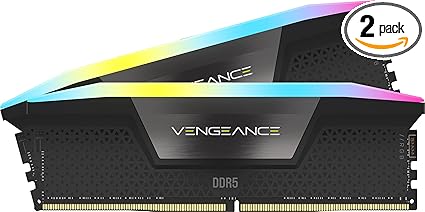 CORSAIR VENGEANCE RGB DDR5 RAM 32GB (2x16GB) 5200MHz CL40 Intel XMP iCUE Compatible Computer Memory - Black (CMH32GX5M2B5200C40)