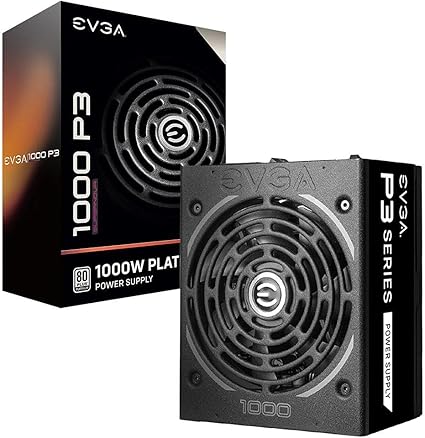 EVGA Supernova 1000 P3, 80 Plus Platinum 1000W, Fully Modular, Eco Mode with FDB Fan, Includes Power ON Self Tester, Compact 180mm Size, Power Supply 220-P3-1000-X1