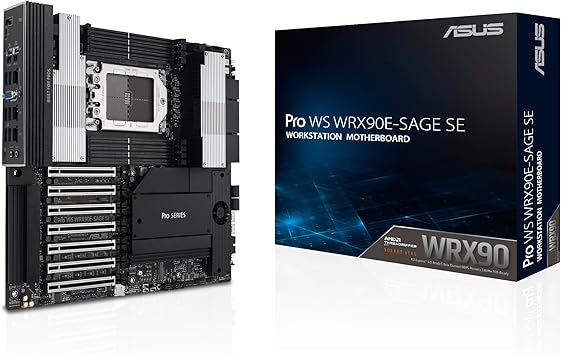 ASUS Pro WS WRX90E-SAGE SE EEB Workstation Motherboard, AMD Ryzen™ Threadripper™ PRO 7000 WX-Series, ECC R-DIMM DDR5, 32 Power-Stage,7xPCIe 5.0x16, PCIe 5.0 M.2, 10Gb & 2.5Gb LAN, Multi-GPU Support