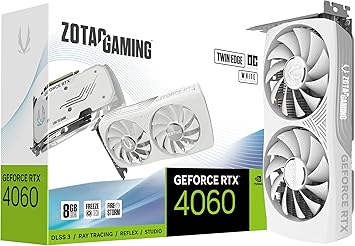 ZOTAC Gaming GeForce RTX 4060 8GB Twin Edge OC White Edition DLSS 3 8GB GDDR6 128-bit 17 Gbps PCIE 4.0 Compact Gaming Graphics Card, ZT-D40600Q-10M