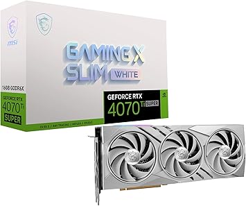 MSI Gaming RTX 4070 Ti Super 16G Gaming X Slim White Graphics Card (NVIDIA RTX 4070 Ti Super, 256-Bit, Extreme Clock: 2685 MHz, 16GB GDRR6X 21 Gbps, HDMI/DP, Ada Lovelace Architecture)