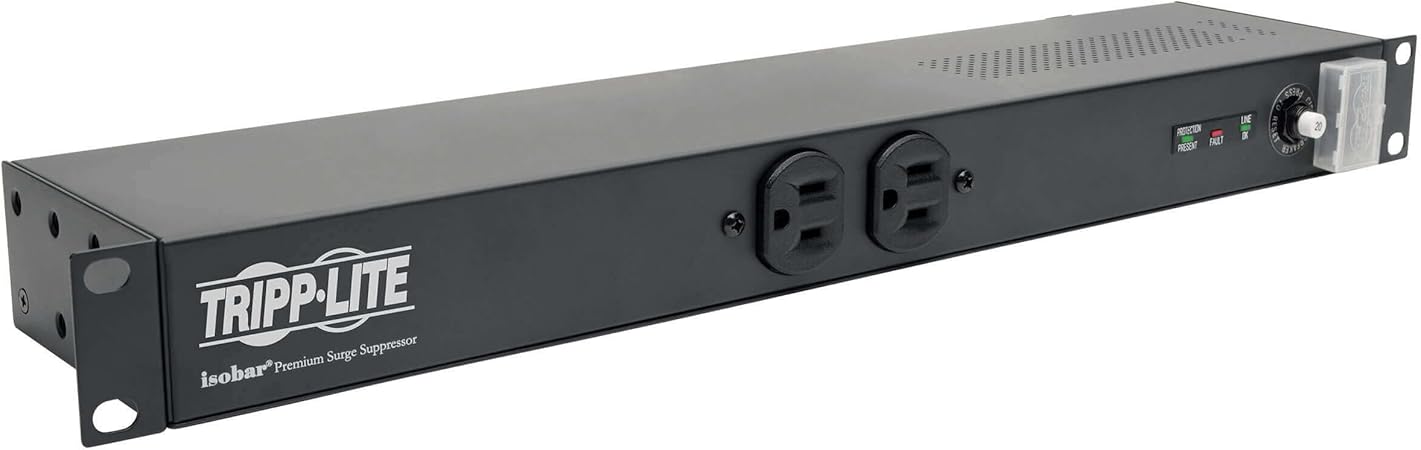 Tripp Lite 12-Outlet Rackmount PDU Isobar Surge Protector Power Strip, 20A, 3840 Joules, 15ft Cord with 5-20P Plug, 1U Rack-Mount, Lifetime Manufacturer's Warranty & $25,000 Insurance (IBAR12-20ULTRA)