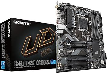 GIGABYTE B760 DS3H AC DDR4 (LGA 1700/ Intel/ B760/ ATX/ DDR4/ M.2/ PCIe 4.0/ USB 3.2 Gen 2 Type-C/Realtek Wi-Fi/Realtek GbE LAN/Q-Flash Plus/PCIe EZ-Latch/Motherboard)