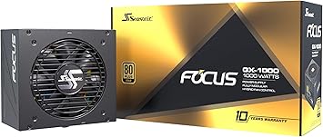 Seasonic FOCUS Plus 1000 Gold SSR-1000FX 1000W 80+ Gold ATX12V & EPS12V Full Modular 120mm FDB Fan Compact 140 mm Size Power Supply