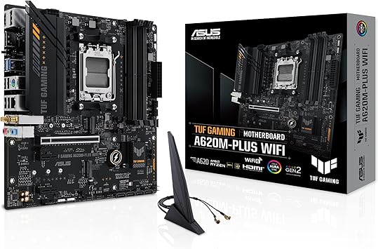 ASUS TUF Gaming A620M-PLUS(WiFi) AMD AM5 (Ryzen 7000) microATX Gaming Motherboard(DDR5,PCIe 4.0,2xM.2 Slots,2.5Gb LAN,Wi-Fi6,2xDisplayPort,HDMI,Front USB 3.2 Gen 1 Type-C,BIOS Flashback,M.2 Q-Latch)