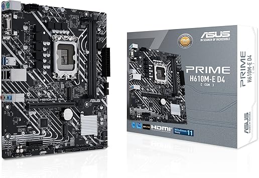 ASUS Prime H610M-E mATX LGA1700 Motherboard with PCIe 4.0, DDR4, M.2 Slots, 1Gb LAN, HDMI/DP, USB 3.2 Gen 1