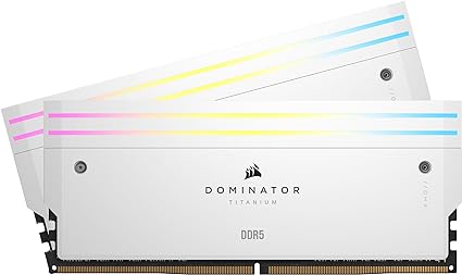 CORSAIR Dominator Titanium RGB DDR5 RAM 96GB (2x48GB) DDR5 6600MHz CL32 Intel XMP iCUE Compatible Computer Memory - White (CMP96GX5M2B6600C32W)