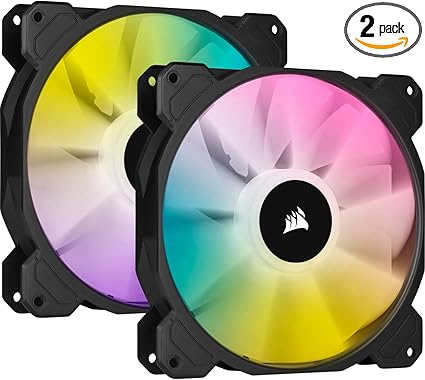 CORSAIR iCUE SP140 RGB Elite Performance 140mm PWM Dual Fan Kit with Lighting Node CORE, Black