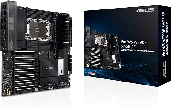 ASUS Pro WS W790 SAGE SE Intel LGA 4677 CEB Motherboard,PCIe 5.0, 7 xPCIe 5.0 x16 Slots,DDR5 R-DIMM, 2x10G BMC LAN, LAN Server-Grade Remote Management,Front and Rear USB 3.2 Gen 2x2 Type-C®,ACCE