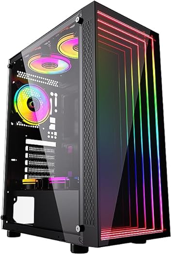 Bgears b-Optillusion Gaming PC ATX case, Special Optical Illusion ARGB Front Panel, Tempered Glass Side. USB3.0, Support up to EATX Motherboard. Fan Not Included.