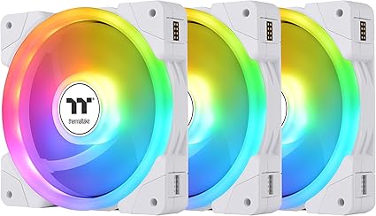 Thermaltake SWAFAN EX 12 ARGB PC Cooling Fan White, 3-Fan pcak, 500~2000 RPM, Magnetic Connection, Reversable Blades, sync with MB RGB Software, CL-F169-PL12SW-A, White