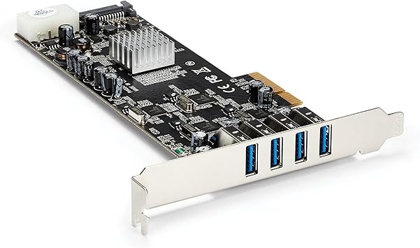 StarTech.com 4 Port USB 3.0 PCIe Card w/ 4 Dedicated 5Gbps Channels (USB 3.2 Gen 1) - UASP - SATA / LP4 Power - PCI Express Adapter Card (PEXUSB3S44V)