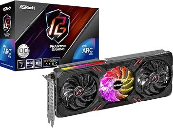 ASRock Intel Arc A770 Graphics Phantom Gaming 16G OC 2200 MHz 17.5 Gbps 256-bit GDDR6 7680x4320 DisplayPort HDMI 0dB Silent Cooling Video Card