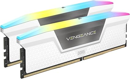 CORSAIR Vengeance RGB DDR5 RAM 64GB (2x32GB) 6400MHz CL32 Intel XMP iCUE Compatible Computer Memory - White (CMH64GX5M2B6400C32W)