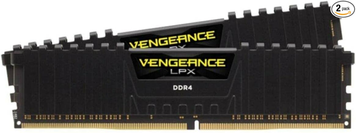 Corsair CMK32GX4M2D3000C16 Vengeance LPX 32GB (2 x 16GB) DDR4 3000 (PC4-24000) C16 1.35V Desktop Memory Black