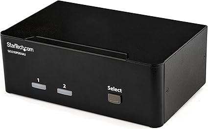 StarTech.com 2-Port DisplayPort KVM Switch - Dual-Monitor - 4K 60 - with Audio & USB Peripheral Support - DP 1.2 - USB Hub (SV231DPDDUA2),Black