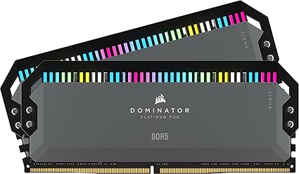 CORSAIR DOMINATOR PLATINUM RGB DDR5 RAM 32GB (2x16GB) 6000MHz CL30 AMD EXPO iCUE Compatible Computer Memory - Gray (CMT32GX5M2B6000Z30K)