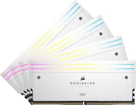 CORSAIR Dominator Titanium RGB DDR5 RAM 64GB (4x16GB) DDR5 6400MHz CL32 Intel XMP iCUE Compatible Computer Memory - White (CMP64GX5M4B6400C32W)