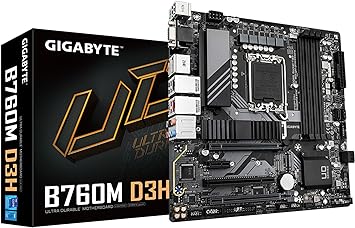 GIGABYTE B760M D3H (LGA 1700/ Intel/ B760/ Micro ATX/ DDR5/ Dual M.2/ PCIe 4.0/ USB 3.2 Gen 2 Type-C/Intel 2.5GbE LAN/Q-Flash Plus/PCIe EZ-Latch/Motherboard)