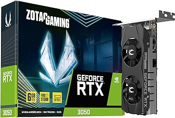 ZOTAC Gaming GeForce RTX 3050 6GB GDDR6 Low-Profile 96-bit 14 Gbps PCIE 4.0 Super Compact Gaming Graphics Card, ZT-A30510L-10L