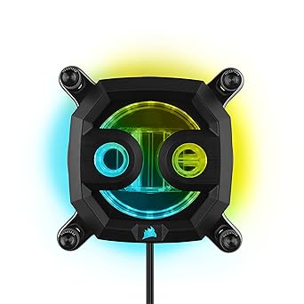 CORSAIR Hydro X Series XC7 RGB PRO CPU Water Block - Intel® LGA 1700, 1200, 115X - AMD Socket AM4, AM5 - Nickel-Plated Copper Cold Plate - Black- More Than 110 Micro-Cooling Fins - 16 Vivid RGB LEDs